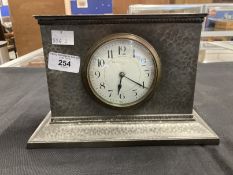 Clocks: Liberty Art Nouveau mantel clock Tudric planished pewter impressed base No. 01212 'English