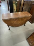 19th cent. Mahogany drop leaf dining table on club supports. 55ins. x 48ins.