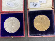 Commemorative: 1902 boxed silver and bronze Medals Coronation in red boxes of issue, 2ins. each.