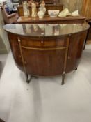 18th/19th cent. Hepplewhite style mahogany demi-lune cabinet with satinwood and ebonised inlays,
