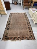 Carpets & Rugs: 19th cent. Syrian carpet, ivory ground decorated with diamonds of blues and greens