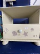 20th cent. Painted pine low bedside cabinet decorated with seashell design. 23ins. x 19ins. x 20½