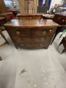 19th cent. Mahogany bow front chest of drawers two short over three long on bracket feet,
