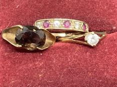 Hallmarked Jewellery: Three 9ct gold rings, one set with a white cubic zirconia, one set with an