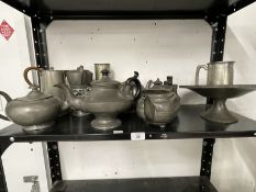 White Metal: Large box of plated cutlery, a box of pewter to include two Chinese pewter tankards