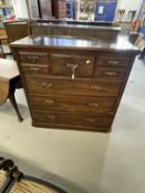 19th cent. Mahogany chest of drawers five over three, including hat drawer with brass furniture,