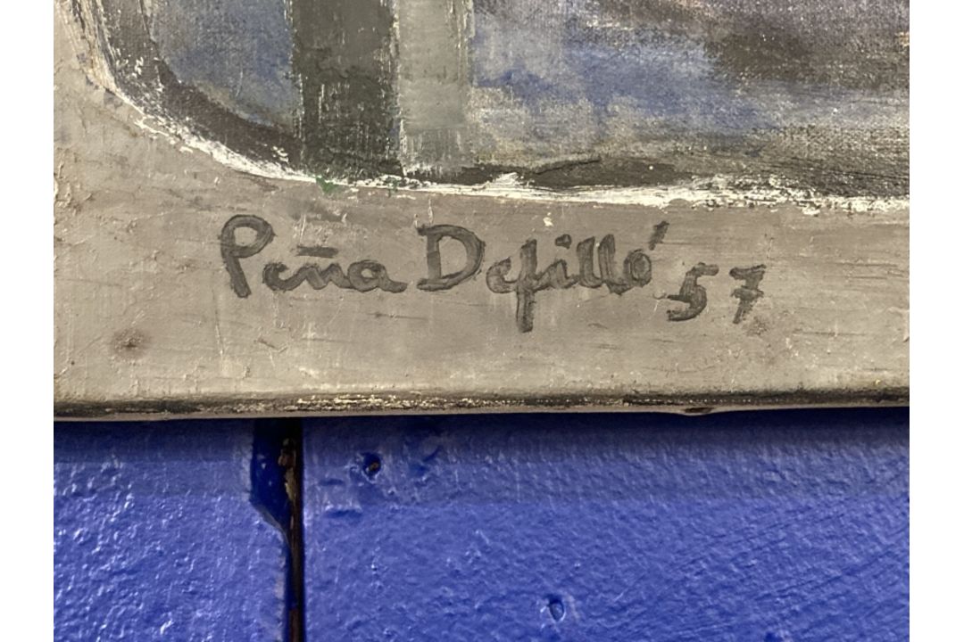 Fernando Pena Defillo: Oil on canvas, Requiem, signed lower left, bears label to reverse James - Image 2 of 2