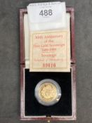 Gold Coins: 1989 Proof 500th Anniversary of the First Gold Sovereign boxed with paperwork 09616.