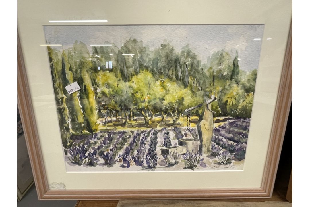 Margaret White: Watercolour framed and glazed 15ins. x 11½ins, oil on board river study Fabio Rojas, - Image 3 of 3
