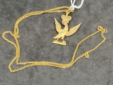Jewellery: Yellow metal pendant and chain, tests as 9ct gold, possible Knights Templar