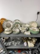 20th cent. Ceramics: Spode 'Byron' tea cups x 3, saucers x 5, coffee cup saucers x 2, gravy boat,