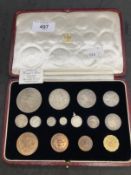 Coins: 1937 Royal Mint George VI specimen coin set in red leather and gilt box of issue.