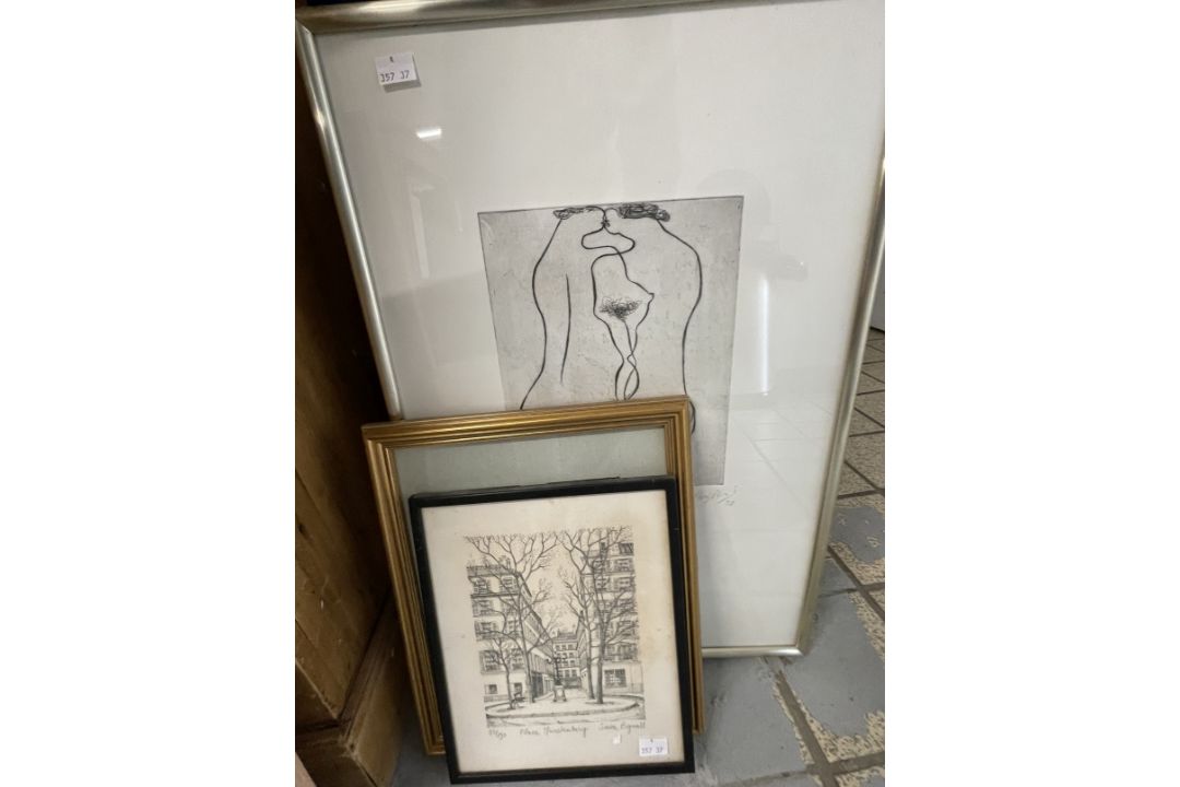English School: Pencil and charcoal, nude man signed bottom right, framed and glazed. 22½ins. x 17¾ - Image 3 of 3