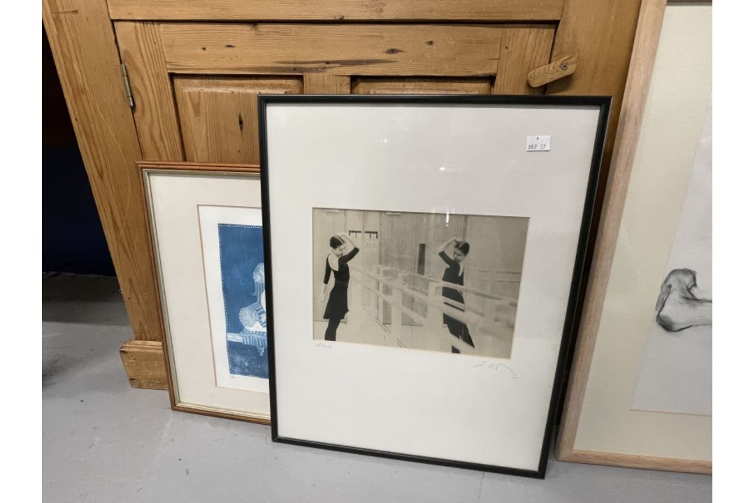 English School: Pencil and charcoal, nude man signed bottom right, framed and glazed. 22½ins. x 17¾ - Image 2 of 3
