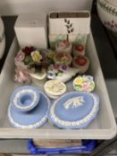 20th cent. Ceramics: Aynsley Wild Rose tea for one boxed, Wild Rose filled cascade votive candle