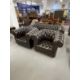 20th cent. Leather Chesterfield and matching pair of armchairs on bun feet. Settee length 80ins. - Image 1 of 3