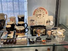 Breweriana: Guinness collectables, mantel clock, tankards, jug, 1999 World Cup Rugby ball, Lledo