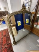 19th cent. Gilt gesso over mantel, original arched plate, scrolled top with centre motif. A/F.