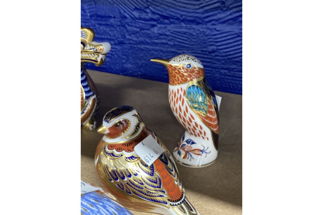 Royal Crown Derby paperweights, wren, pheasant, partridge, kingfisher, all with stoppers, unboxed. - Image 3 of 3