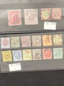 Stamps: Edward VII, 1902-10 ½d - 5/- SG215 ½d green to SG263 5/- carmine, all used.
