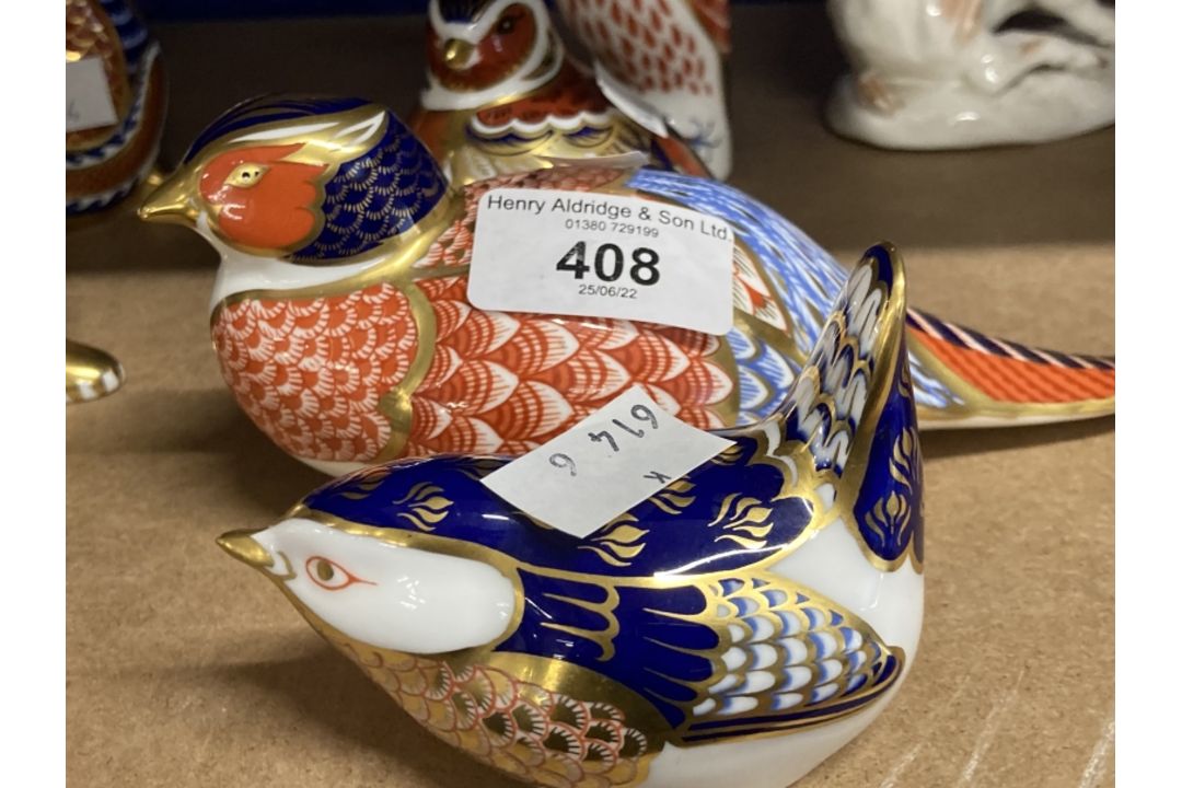 Royal Crown Derby paperweights, wren, pheasant, partridge, kingfisher, all with stoppers, unboxed. - Image 2 of 3
