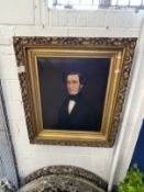 English School: Oil on canvas portrait of a gentleman, unsigned, in a shell carved giltwood frame.