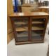 19th cent. Mahogany two door cabinet, moulded cornice above two glazed sliding doors with three - Image 1 of 2