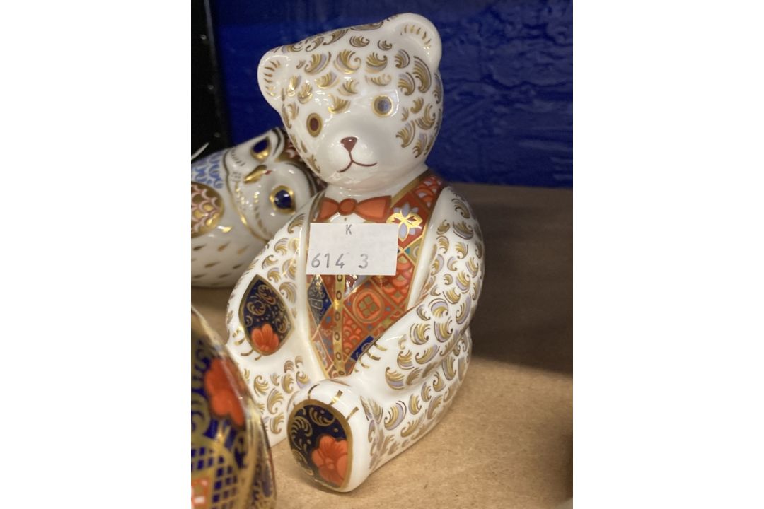 Royal Crown Derby paperweights, teddy bear with red bow, polar bear, seated bear, signed Cheryl - Image 3 of 3