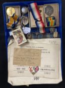 Militaria: WWI Trio Private j. Helps 19030 5th Battalion Wiltshire Regiment with M.I.D Certificate