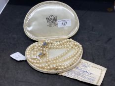 Necklet double row of 7.5mm cultured pearls (99) in each row with two 9ct spacers each set with an