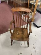 19th cent. Oak and elm spindle back Windsor chair.