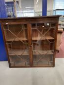 19th cent. Mahogany glazed bookcase top, each door has thirteen astragal glazed panes. 50ins. x