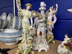 Late 19th/early 20th cent. Continental porcelain, a single candlestick modelled as a boy with monkey