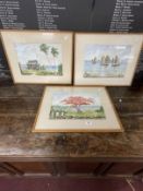 Simon Yew (1898-1983): Watercolours, scenes of Borneo. Junks at Sail, House on Beach, Tree in