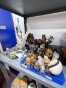 Objects D'Art: Alabaster sculpture of an eagle signed A. Gianelli 1975, small perfume bottles,
