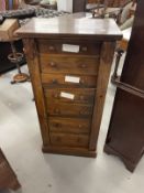 19th cent. Rosewood Wellington chest in need of restoration. 21ins. x 14ins. x 42½ins.