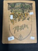 Postcards: Edwardian album containing many cards including pre-WWI France, New York, the converted