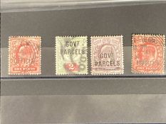 Stamps: Edward VII, Departmental Officials, O37 Office of Works 1d red, O75 GOVT Parcels 2d yellow/