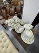 20th cent. Ceramics: Villeroy & Boch 'Geranium' part dinner service consisting of oval tureen 10ins,