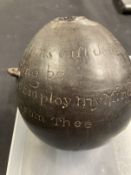 18th/19th cent. Maritime Folk Art: Coconut sailor carved (Bugbear) rum flask for a sweetheart, Man