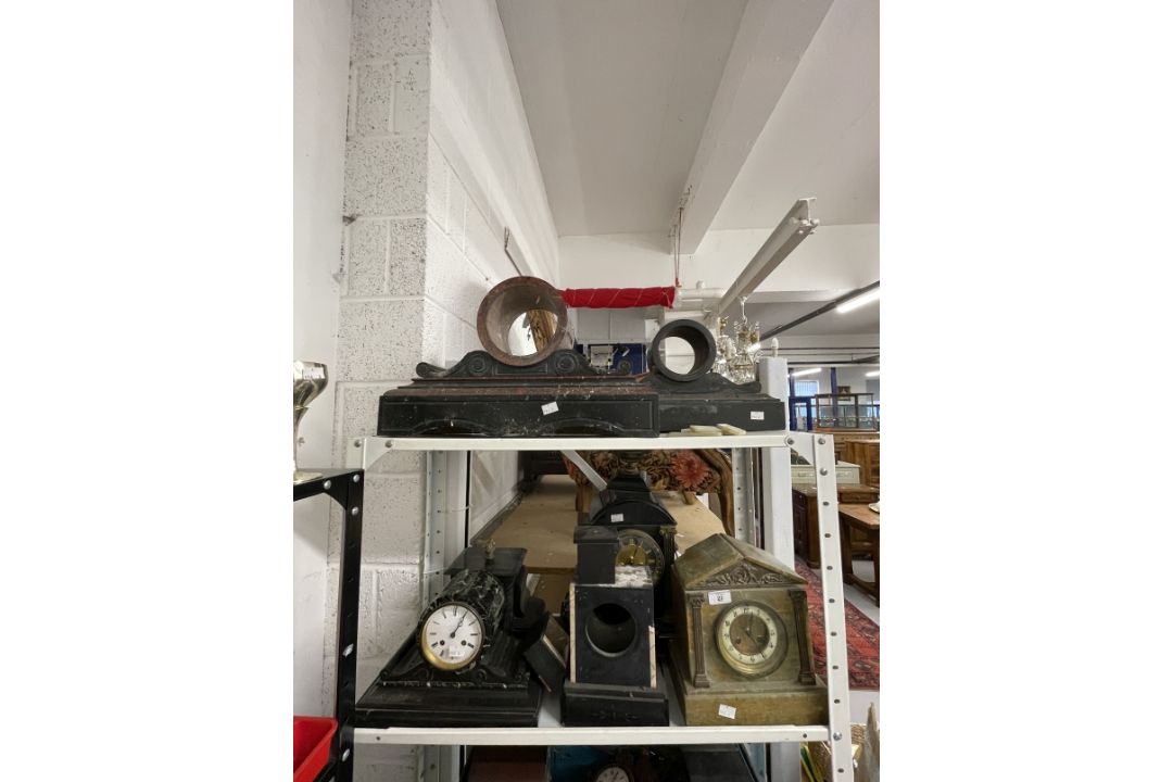 Clocks: Collection of Victorian and later marble/slate clocks and cases for restoration. (7)