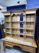 Early 20th cent. Pine dresser with five drawers, brass handles, on turned legs with a set of oak