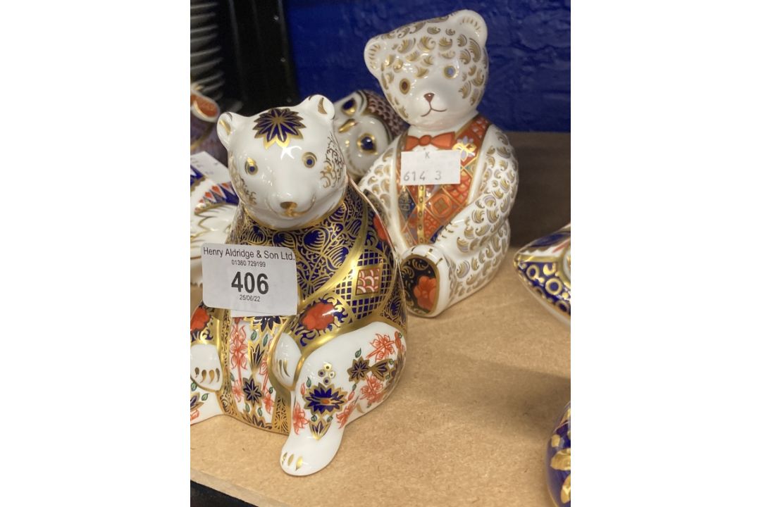 Royal Crown Derby paperweights, teddy bear with red bow, polar bear, seated bear, signed Cheryl - Image 1 of 3