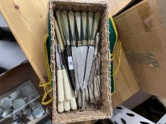Platedware: Dinner knives with various assorted handles, Inox, etc. x 18, thirteen silver plated