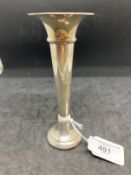 Hallmarked Silver: Single bud vase hallmarked Birmingham 1973, height 6ins. Weight 4.4oz.