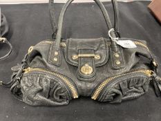 Fashion Handbags: Botkier Bianca leather satchel, black leather exterior with two front zip pockets,