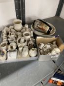 20th cent. Ceramics: Crested ware, quantity of assorted vases, shoe, cheese dish, rabbit City of