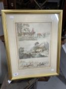 18th cent. Engraving of pastoral scenes and horse racing. Published August 6th 1970 by J.N. Fores,