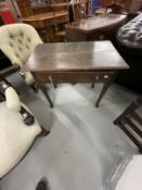 Early 18th cent. Oak lowboy, the moulded edge top above a single drawer shaped rail turned legs on