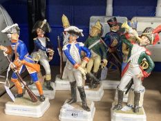 20th cent. Ceramics: Goebel Napoleonic Wars, soldier figurines including LF6, 7, 8, 9, 10, 11, 13,